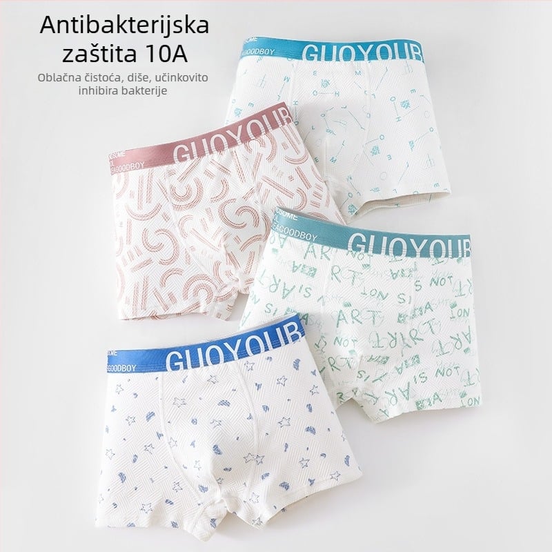Guoyoubi dječje pamukaste bokserice za dječake, bez šavova u preponama, antibakterijske 10a, prozračne, za djecu 3–8 godina (100–140 cm), Zima 2024