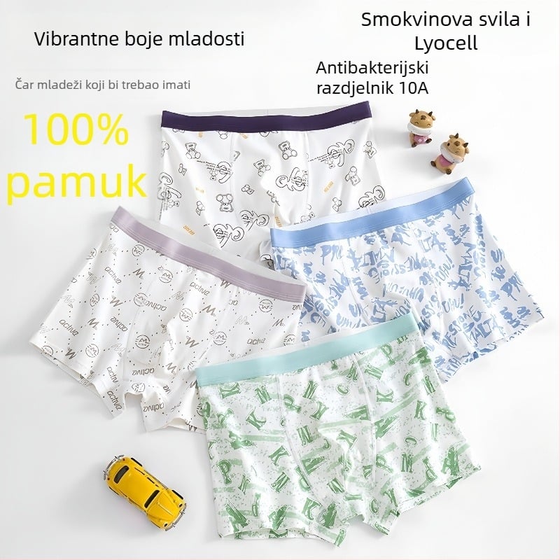 Guoyoubi dječje pamukaste bokserice za dječake, bez šavova u preponama, antibakterijske 10a, prozračne, za djecu 3–8 godina (100–140 cm), Zima 2024