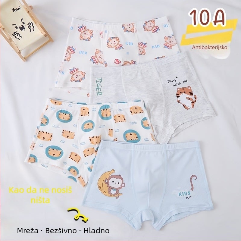 Guoyoubi dječje pamukaste bokserice za dječake, bez šavova u preponama, antibakterijske 10a, prozračne, za djecu 3–8 godina (100–140 cm), Zima 2024