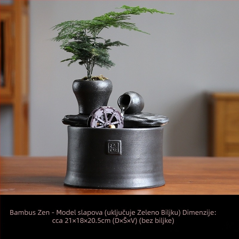 Keramički Feng Shui vodeni kotač za akvarij – ručno oslikana površina, kruženje vode, stil Novi kineski stil