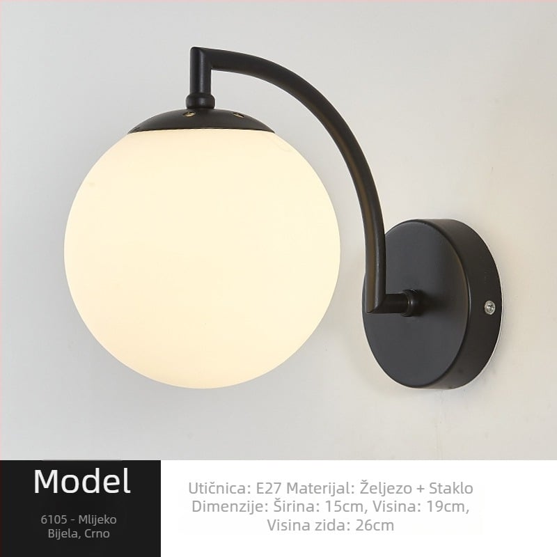 Zidna lampa nordičkog stila, staklena sjenila, LED svjetlo, 85-265V