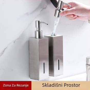 Zidni kvadratni dozator tekućine od 304 nehrđajućeg čelika, ručni pritisak, montaža bez bušenja, sjajna završna obrada
