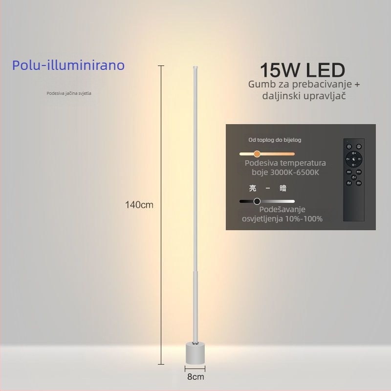Stajaća lampa – LED, 15–20W, ispod 36V, željezni abažur, PVC kućište, jednostavan nordijski dizajn