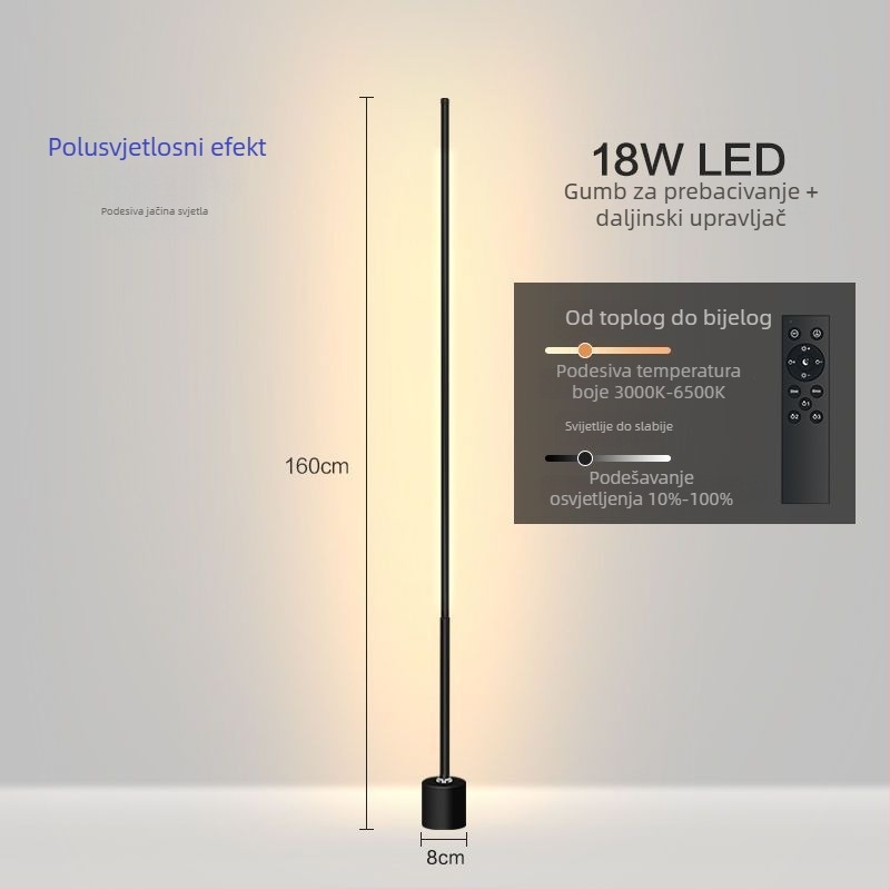 Stajaća lampa – LED, 15–20W, ispod 36V, željezni abažur, PVC kućište, jednostavan nordijski dizajn