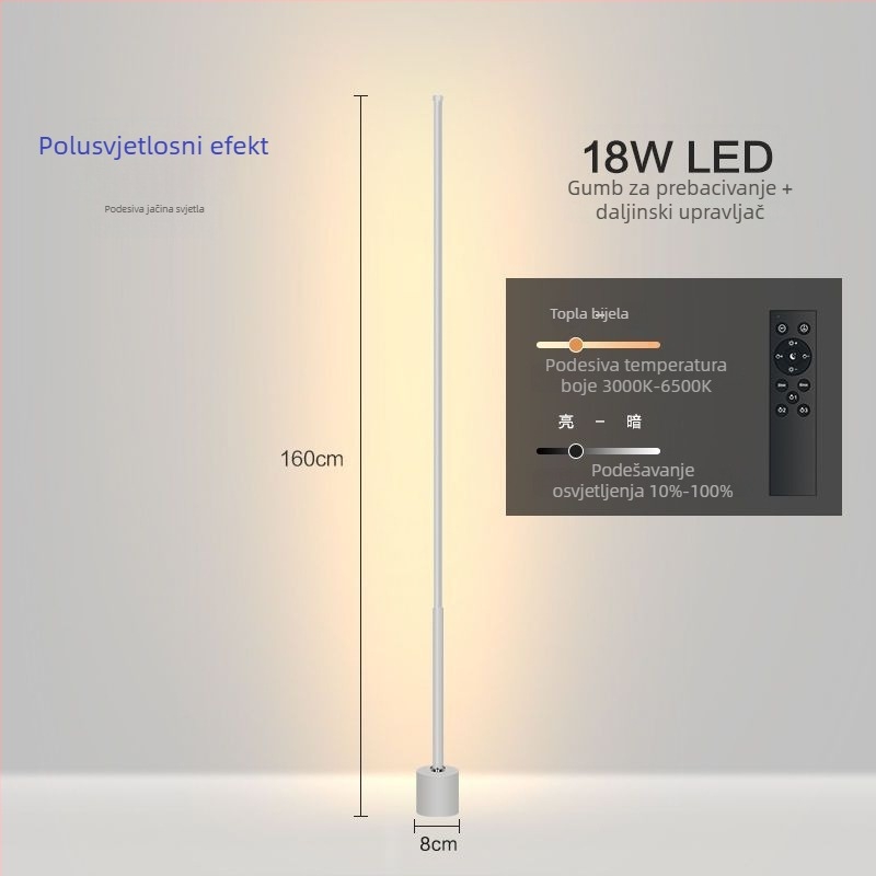 Stajaća lampa – LED, 15–20W, ispod 36V, željezni abažur, PVC kućište, jednostavan nordijski dizajn
