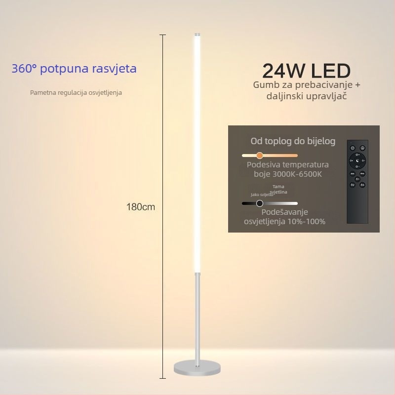 Stajaća lampa – LED, 15–20W, ispod 36V, željezni abažur, PVC kućište, jednostavan nordijski dizajn