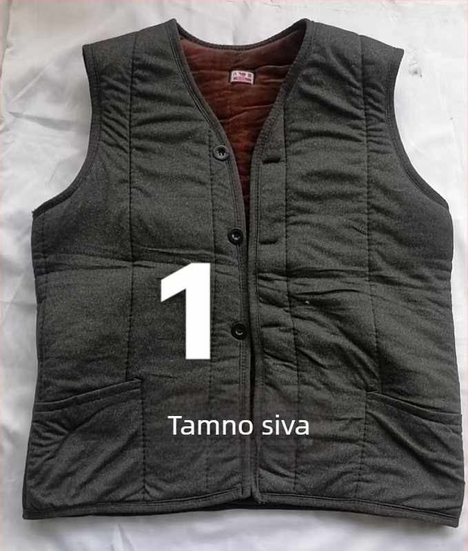 Ženski vest za vanjsku odjeću, V-izrez, kratka duljina, A-kroj, zatvarač, poliester punjenje