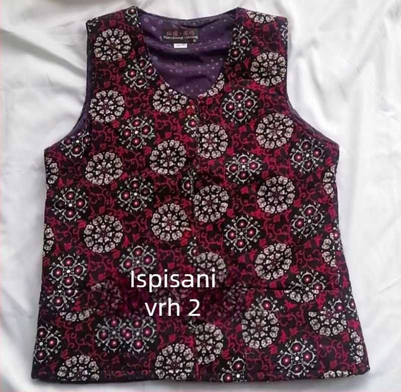 Ženski vest za vanjsku odjeću, V-izrez, kratka duljina, A-kroj, zatvarač, poliester punjenje