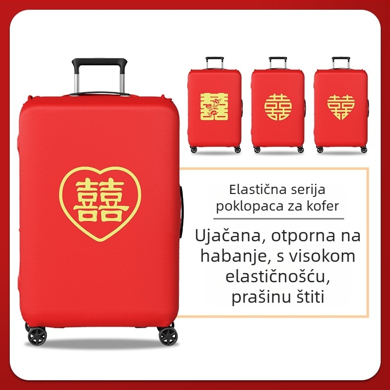 Zaštitni futrol za vjenčani kofer s Velcro zatvaranjem, poliester, univerzalni kotači, tekstualni uzorak, minimalistički tiši luksuz