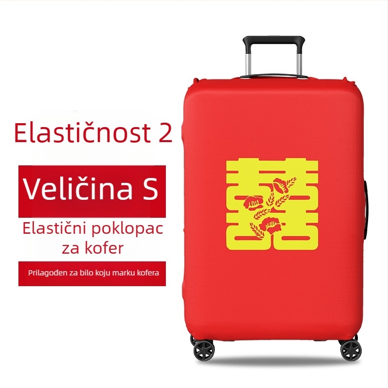 Zaštitni futrol za vjenčani kofer s Velcro zatvaranjem, poliester, univerzalni kotači, tekstualni uzorak, minimalistički tiši luksuz