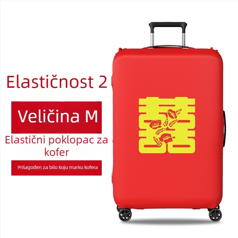 Zaštitni futrol za vjenčani kofer s Velcro zatvaranjem, poliester, univerzalni kotači, tekstualni uzorak, minimalistički tiši luksuz