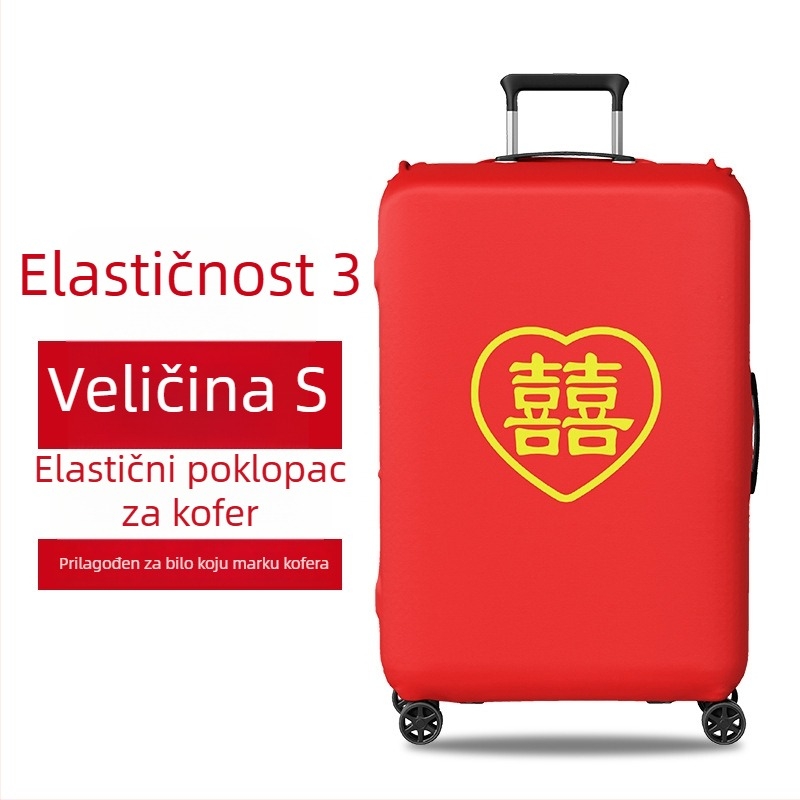 Zaštitni futrol za vjenčani kofer s Velcro zatvaranjem, poliester, univerzalni kotači, tekstualni uzorak, minimalistički tiši luksuz