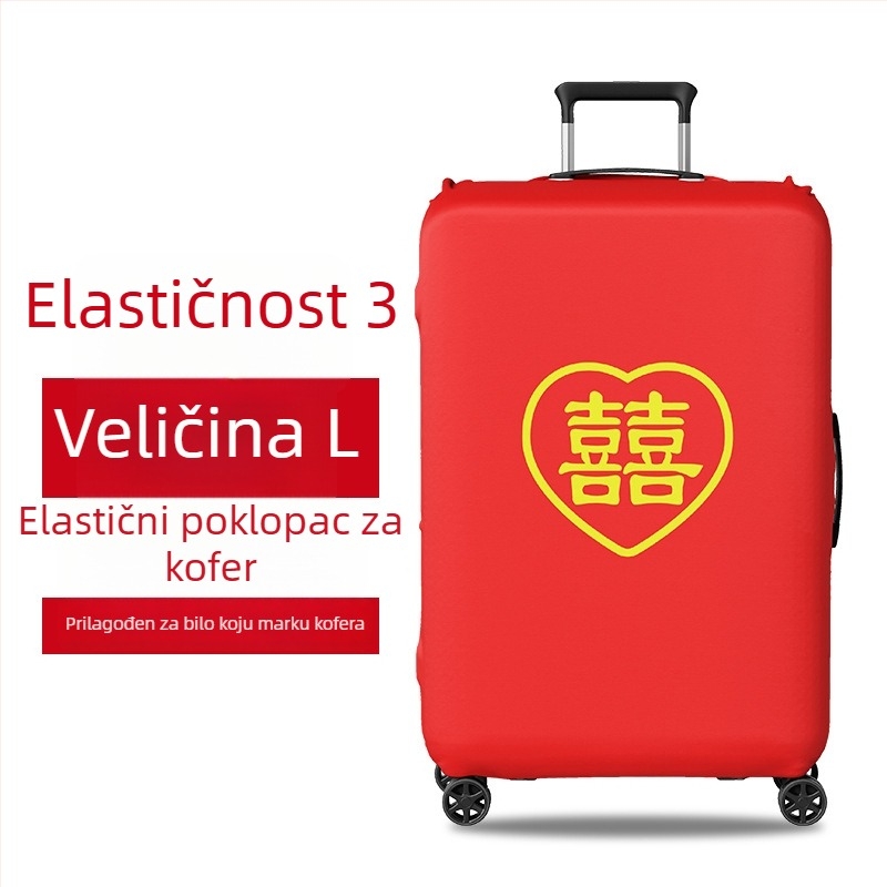 Zaštitni futrol za vjenčani kofer s Velcro zatvaranjem, poliester, univerzalni kotači, tekstualni uzorak, minimalistički tiši luksuz