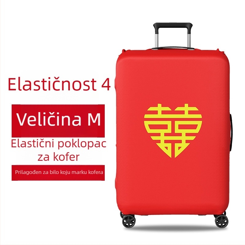 Zaštitni futrol za vjenčani kofer s Velcro zatvaranjem, poliester, univerzalni kotači, tekstualni uzorak, minimalistički tiši luksuz
