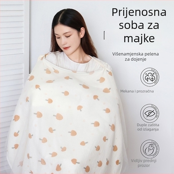Pamučno pokrivalo za dojenje s čipkom i vezanjem, casual stil, bez rukava, za sve sezone
