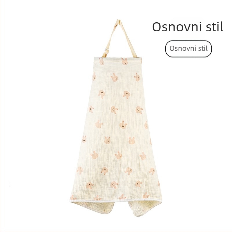 Pamučno pokrivalo za dojenje s čipkom i vezanjem, casual stil, bez rukava, za sve sezone