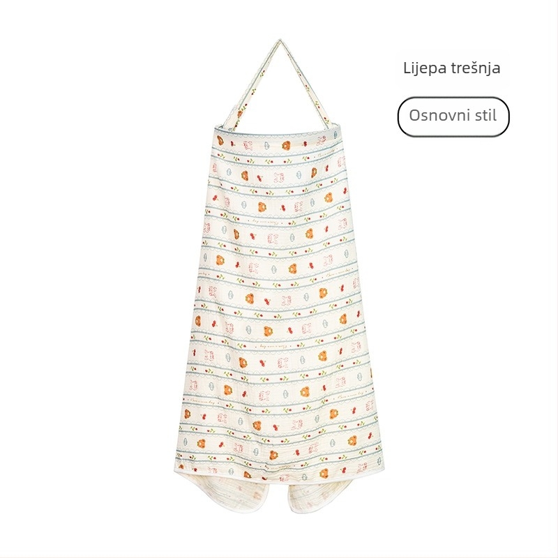 Pamučno pokrivalo za dojenje s čipkom i vezanjem, casual stil, bez rukava, za sve sezone
