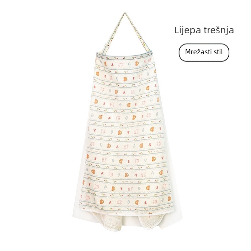 Pamučno pokrivalo za dojenje s čipkom i vezanjem, casual stil, bez rukava, za sve sezone