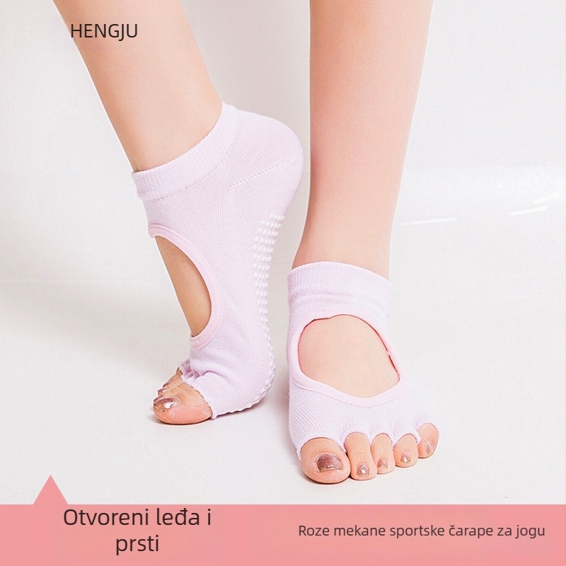 Čarape za jogu s pet prstiju i protivkliznim gripom za pilates i fitness — kemijsko vlakno, 80–90% acetatno vlakno; dezodorizacija i otpor trenja