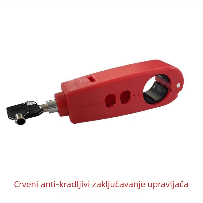 Zaključavanje upravljača s alarmom – klasični model; materijal aluminijska legura / bakar; kompatibilno s električnim vozilima, motociklima i triciklima; težina 0.2 kg