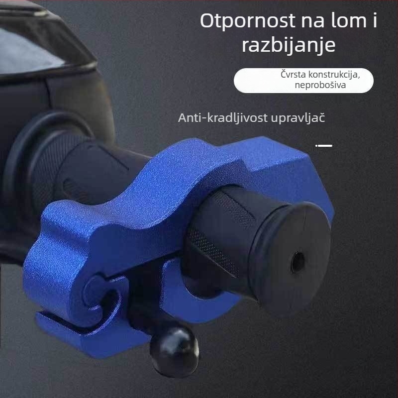 Zaključavanje upravljača s alarmom – klasični model; materijal aluminijska legura / bakar; kompatibilno s električnim vozilima, motociklima i triciklima; težina 0.2 kg