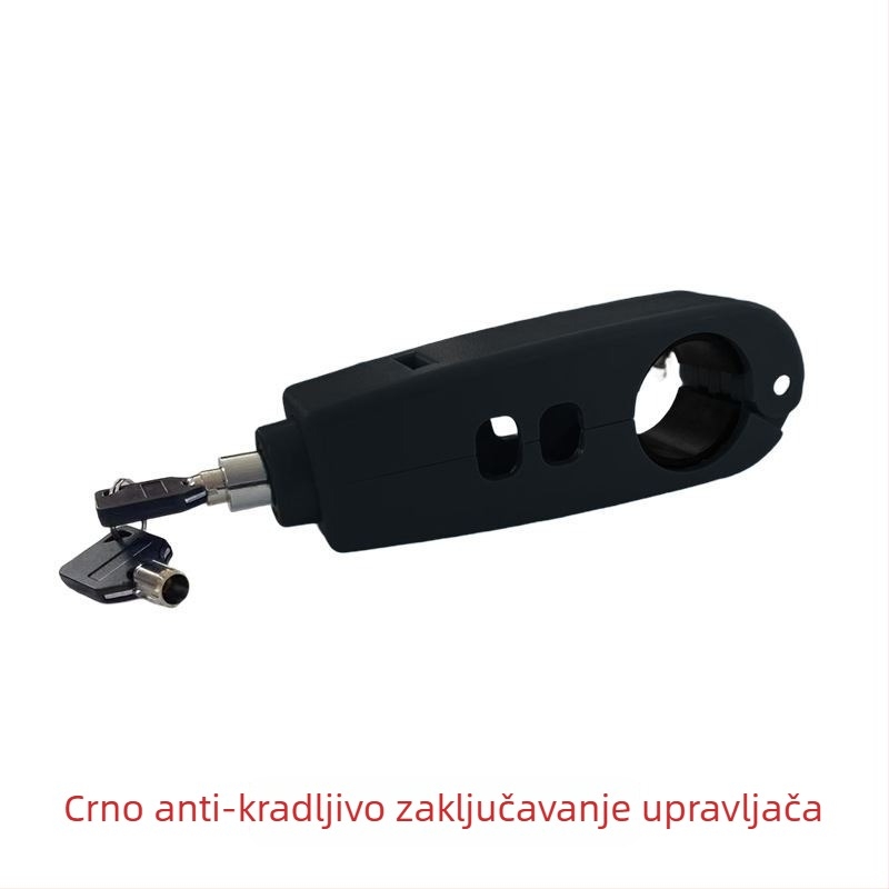 Zaključavanje upravljača s alarmom – klasični model; materijal aluminijska legura / bakar; kompatibilno s električnim vozilima, motociklima i triciklima; težina 0.2 kg