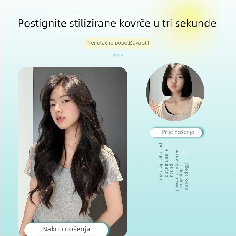 Kudrava perika od jednog dijela s nevidljivim volumenom, model FP-76/78/79, Jiancai, vlakna visoke temperature