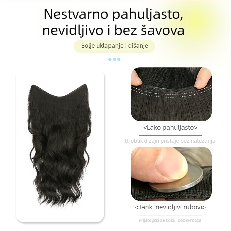 Kudrava perika od jednog dijela s nevidljivim volumenom, model FP-76/78/79, Jiancai, vlakna visoke temperature