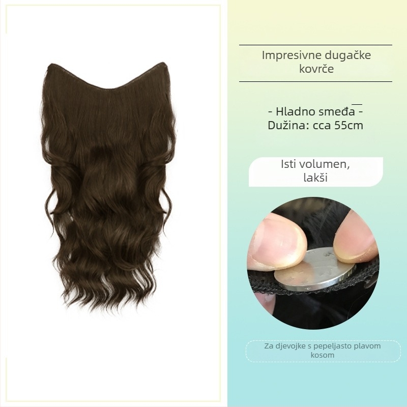 Kudrava perika od jednog dijela s nevidljivim volumenom, model FP-76/78/79, Jiancai, vlakna visoke temperature