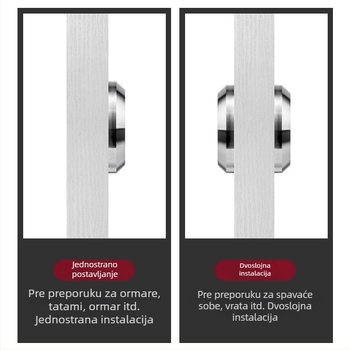 Skrivena brava za vrata od 304 nehrđajućeg čelika s ključem, ugrađena ručka, okrugla ploča za zid