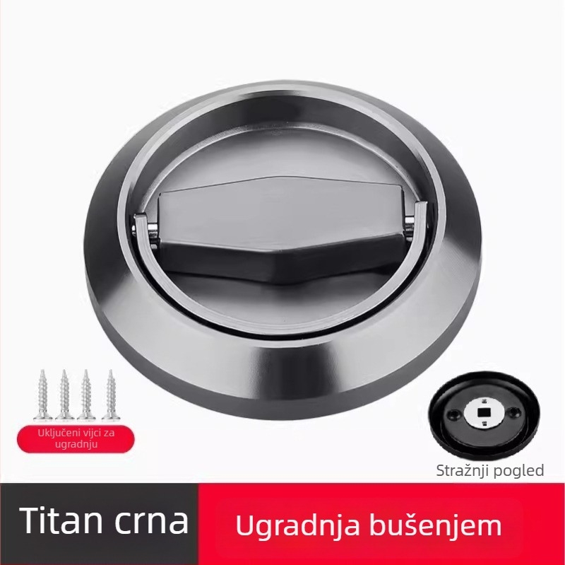 Skrivena brava za vrata od 304 nehrđajućeg čelika s ključem, ugrađena ručka, okrugla ploča za zid