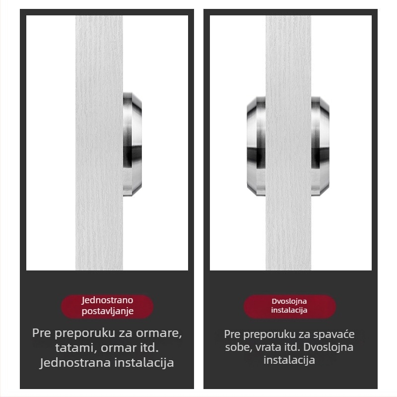 Skrivena brava za vrata od 304 nehrđajućeg čelika s ključem, ugrađena ručka, okrugla ploča za zid