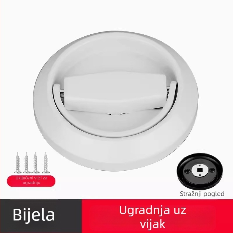 Skrivena brava za vrata od 304 nehrđajućeg čelika s ključem, ugrađena ručka, okrugla ploča za zid