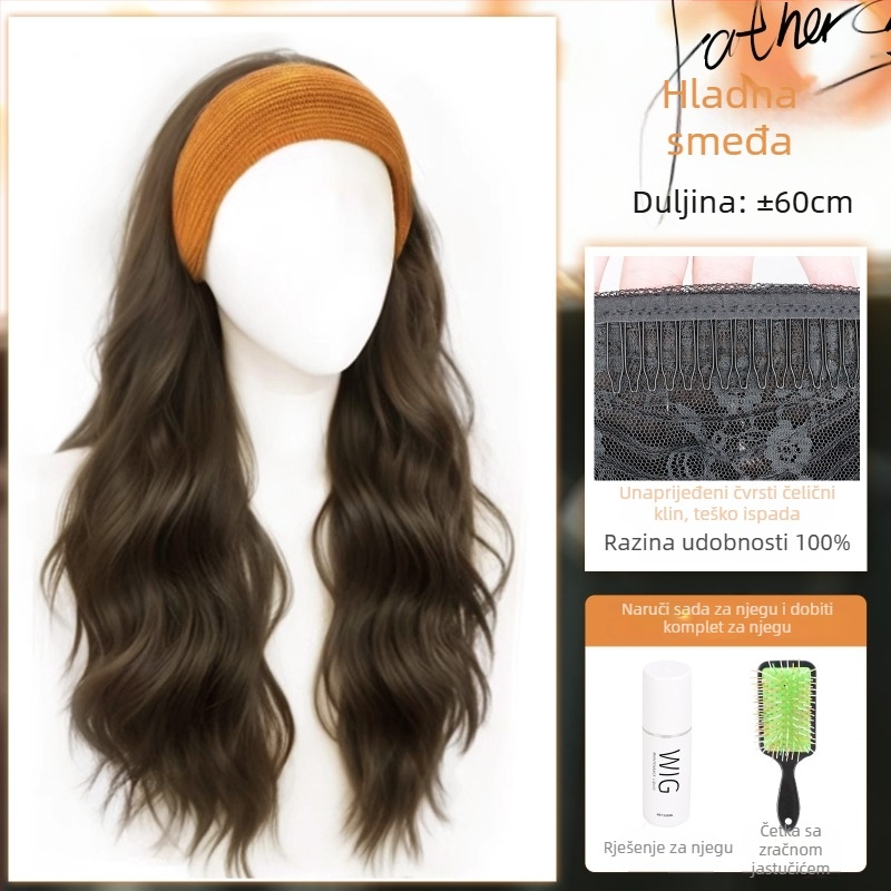 Peruka s trakom za glavu od vlakana otpornih na toplinu, prirodan izgled, mehanička obrada, promjena frizure