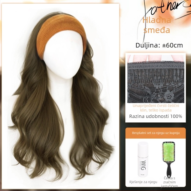 Peruka s trakom za glavu od vlakana otpornih na toplinu, prirodan izgled, mehanička obrada, promjena frizure