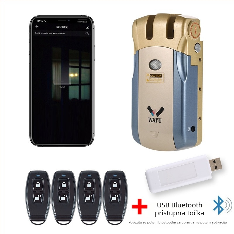 WAFU WF-019 elektronički zaključavač s bežičnim daljinskim upravljačem; tijelo od cinkovog legura; za kućnu upotrebu; pogodan za sigurnosna, protupožarna vrata, drvena, staklena i aluminijska vrata