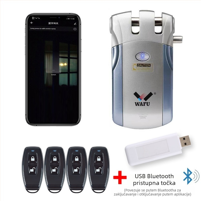 WAFU WF-019 elektronički zaključavač s bežičnim daljinskim upravljačem; tijelo od cinkovog legura; za kućnu upotrebu; pogodan za sigurnosna, protupožarna vrata, drvena, staklena i aluminijska vrata