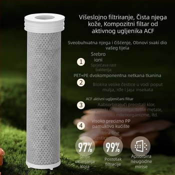 ARTIQUA Ručni tuš s filtrom aktivnog ugljena, vlakna ugljika za uklanjanje klora, pročišćavanje vode, kišni tuš