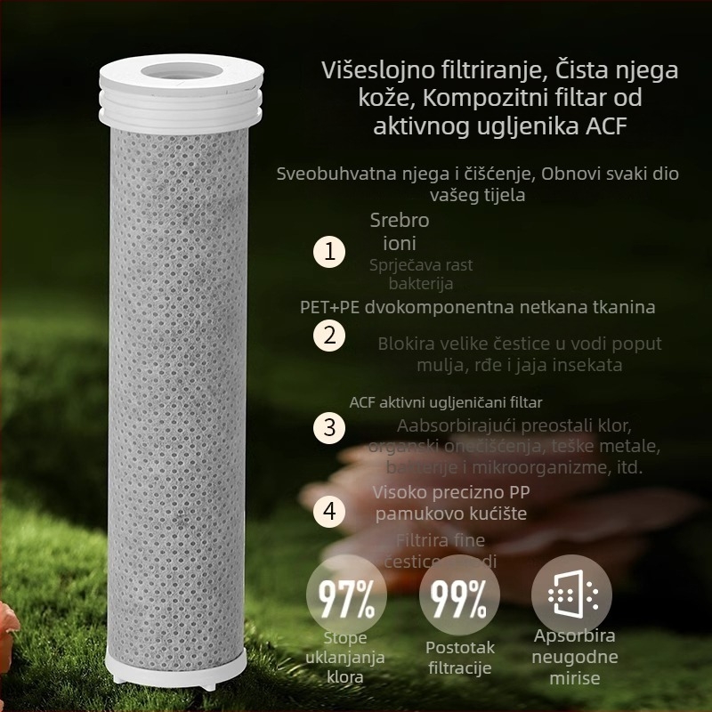 ARTIQUA Ručni tuš s filtrom aktivnog ugljena, vlakna ugljika za uklanjanje klora, pročišćavanje vode, kišni tuš