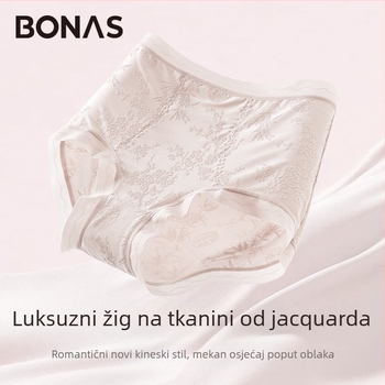 Ženske čipkaste gaćice visokog truka, prozračne i antibakterijske; glavni materijal 80–90% najlona; podstava 90–95% viskoze; uzorak: slomljeno cvijeće