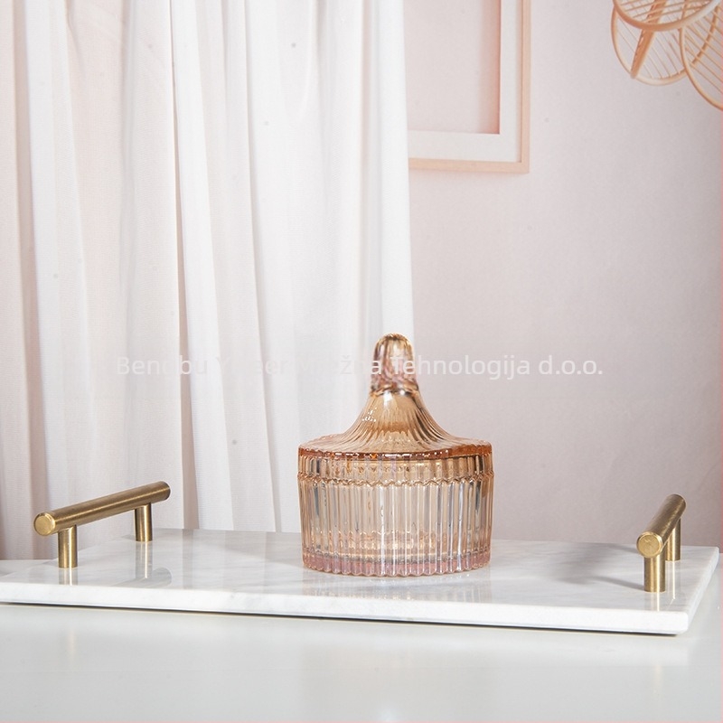 Isol staklena stolna kutija za pohranu, model 0033, zaštita od prašine, kapak s pretincima