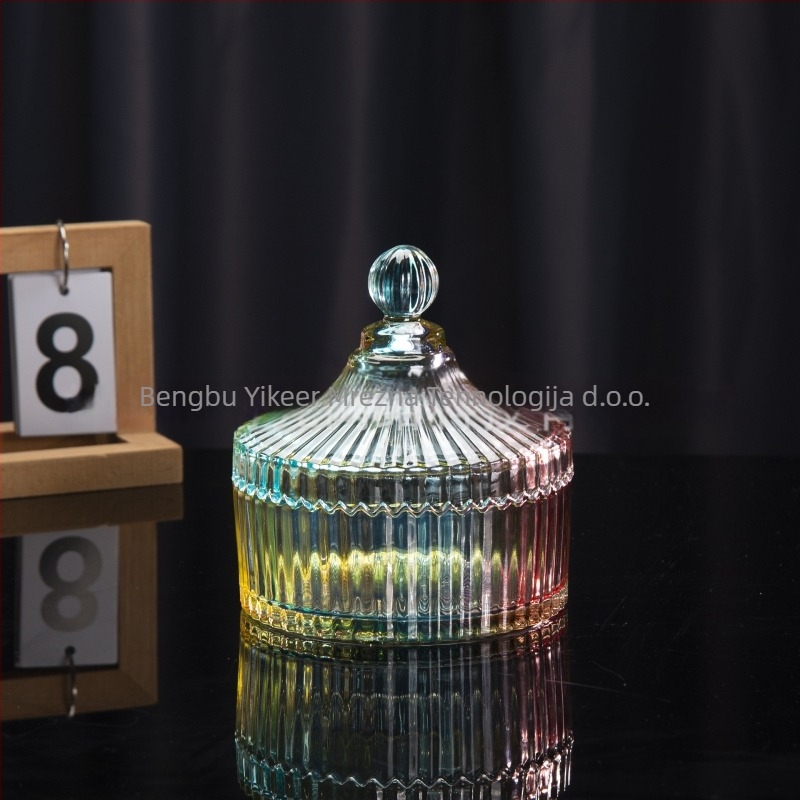 Isol staklena stolna kutija za pohranu, model 0033, zaštita od prašine, kapak s pretincima