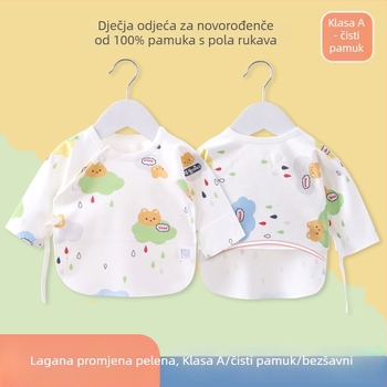 Novorođeni pamuk gornji dio s četkanom završnom obradom, V-izrez, 95–100% pamuk, za dob 0–12 mjeseci, sve sezone