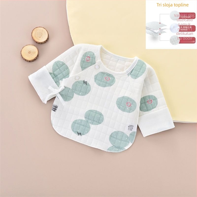 Novorođeni pamuk gornji dio s četkanom završnom obradom, V-izrez, 95–100% pamuk, za dob 0–12 mjeseci, sve sezone