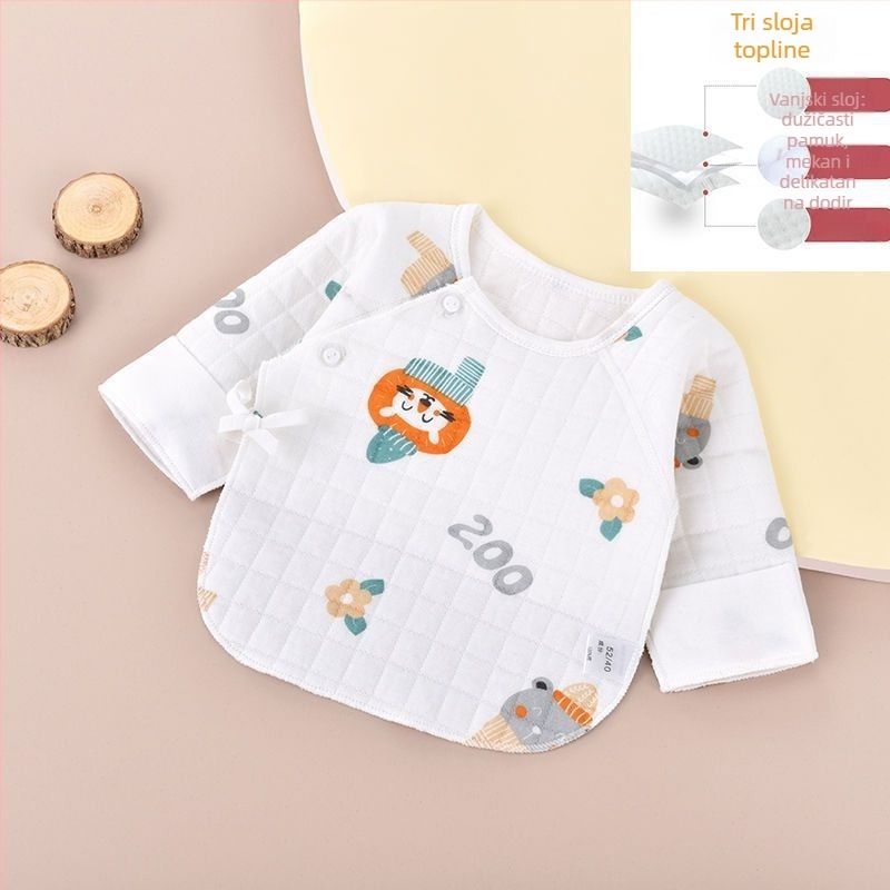 Novorođeni pamuk gornji dio s četkanom završnom obradom, V-izrez, 95–100% pamuk, za dob 0–12 mjeseci, sve sezone
