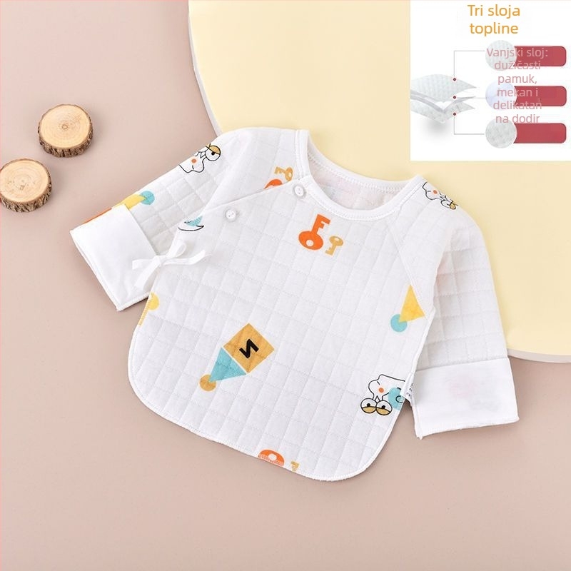 Novorođeni pamuk gornji dio s četkanom završnom obradom, V-izrez, 95–100% pamuk, za dob 0–12 mjeseci, sve sezone