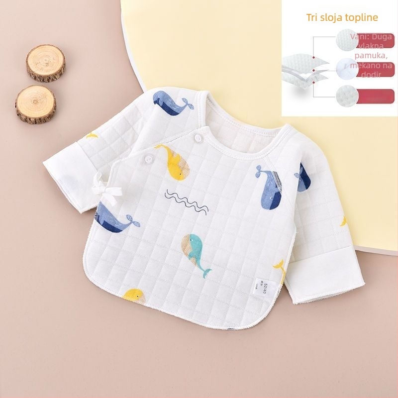 Novorođeni pamuk gornji dio s četkanom završnom obradom, V-izrez, 95–100% pamuk, za dob 0–12 mjeseci, sve sezone