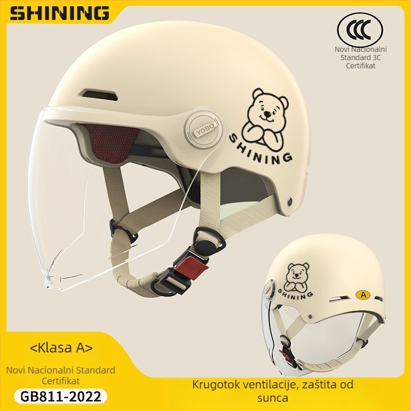 Kaciga za električni bicikl, ABS kućište, 3C certifikat, unisex polu-kaciga, zaštita od sunca kroz sve sezone