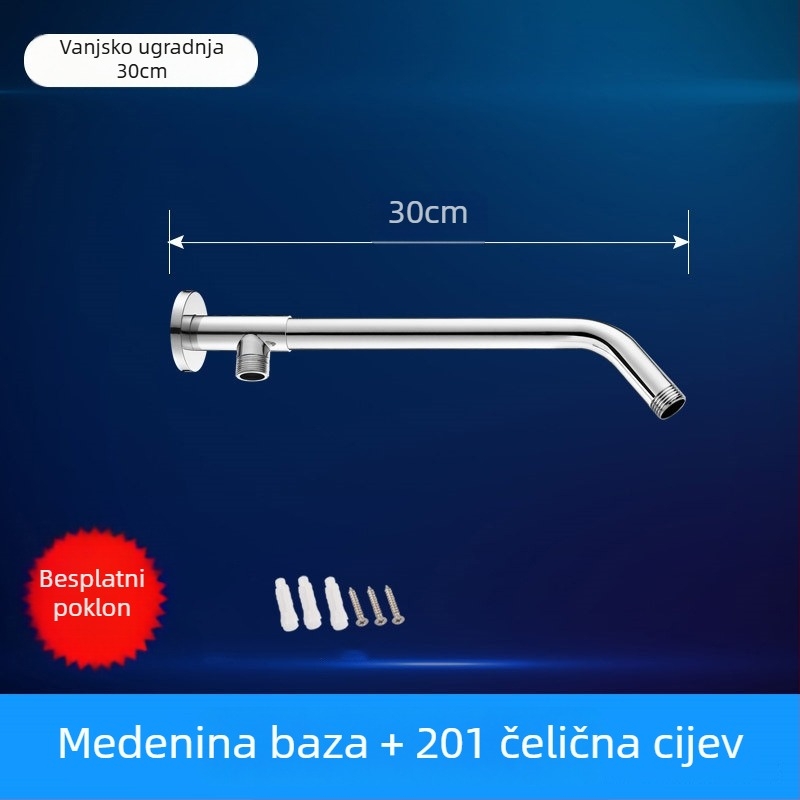 Tuš armatura s skrivenim kružnim zavojem, nehrđajući čelik, moderan stil, gornja mlaznica