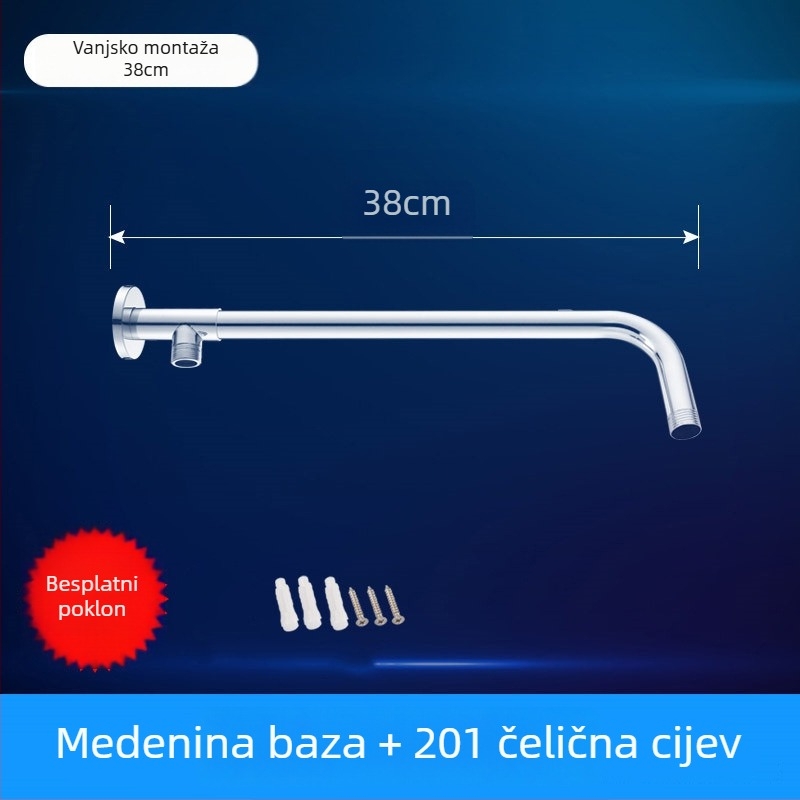 Tuš armatura s skrivenim kružnim zavojem, nehrđajući čelik, moderan stil, gornja mlaznica